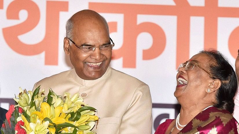 Ram Nath Kovind, along with his wife Savita, accepting greetings on being elected as the 14th President of India, in New Delhi on Thursday.