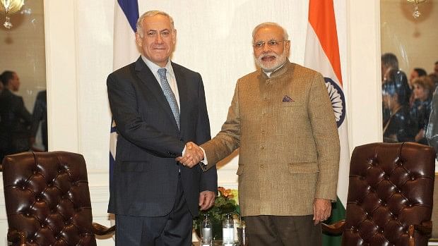 Prime Minister of Israel, Benjamin Netanyahu meeting Prime Minister Narendra Modi, in New York on 28 September 2014.