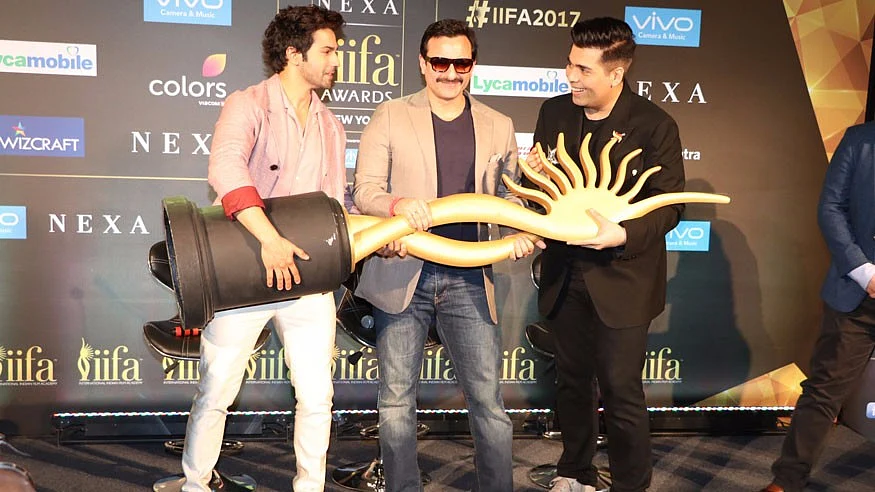 Varun Dhawan, Saif Ali Khan and Karan Johar at IIFA.