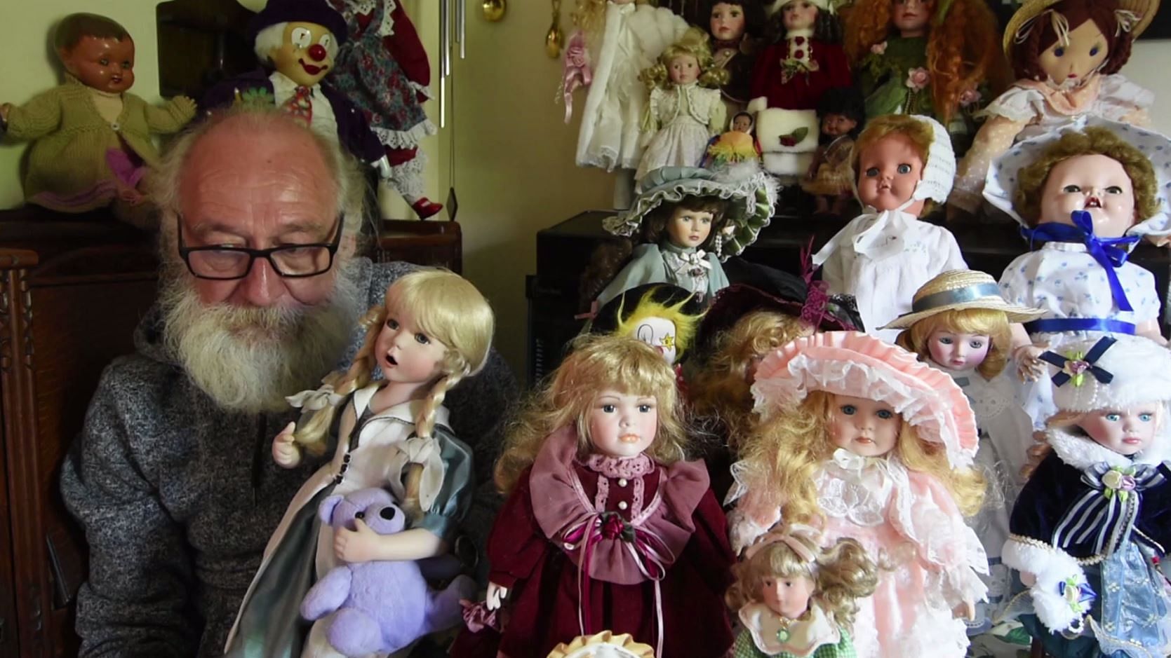 

Barry Collingswood claims he can communicate with his spirited dolls. 