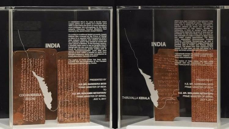 PM Narendra Modi presented Israeli PM Benjamin Netanyahu replicas of two sets of relics from Kerala.