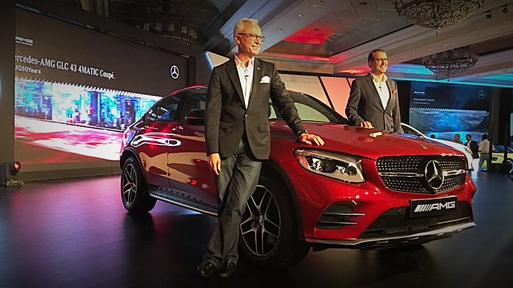 Mercedes India MD and CEO, Roland Folger (left) with Michael Jopp, VP sales and marketing, at the launch of the Mercedes-AMG GLC 43 Coupe 4Matic.&nbsp;
