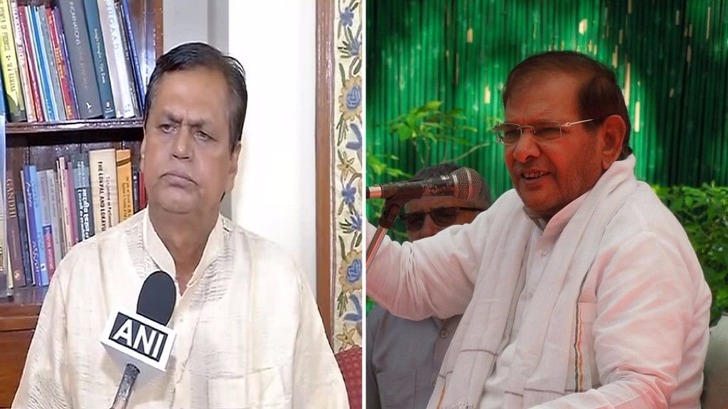 JDU MP Anwar Ali (left) and leader Sharad Yadav.&nbsp;