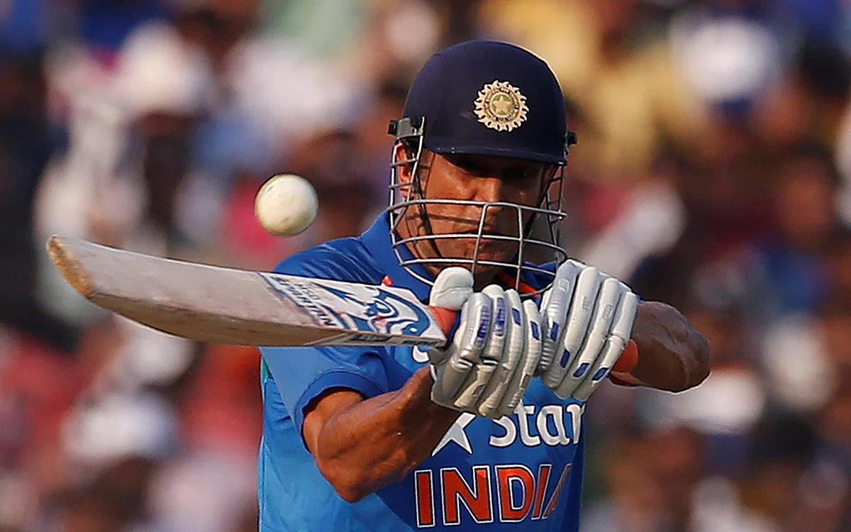 MS Dhoni plays a shot during the ODI series against England earlier this year. 