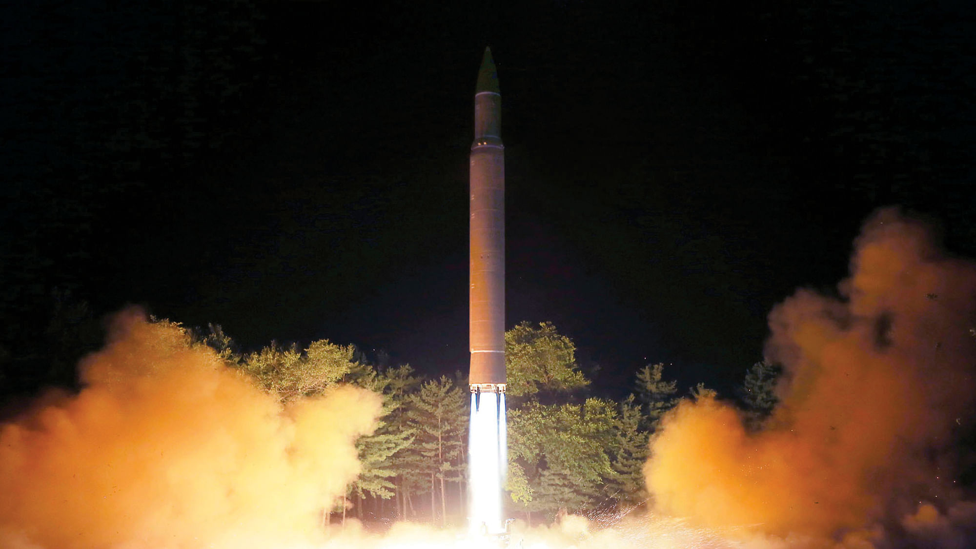 Hwasong-14 intercontinental ballistic missile at an undisclosed location in North Korea.