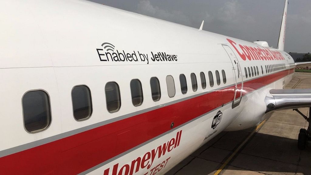 Honeywell Aerospace’s Boeing 757 Connected Aircraft showcases in-flight Wi-Fi and other connected technologies. (Photo: <b>The Quint</b>)