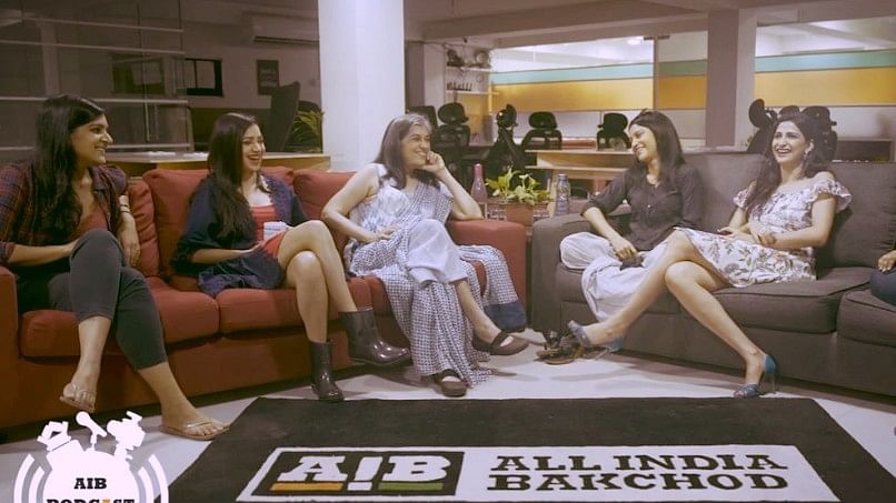 <i>Lipstick Under My Burkha</i> cast with AIB’s  Kaneez Surka and Sumukhi Suresh during a podcast.