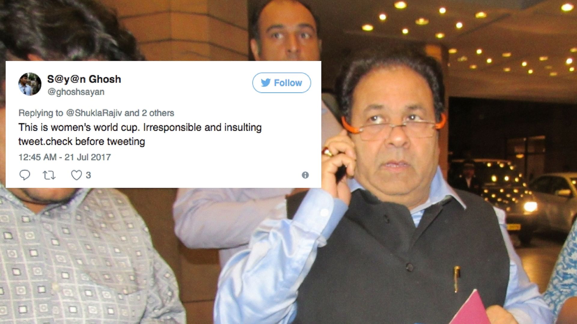 Rajeev Shukla tweeted an incorrect congratulatory message for the Indian women’s cricket team.