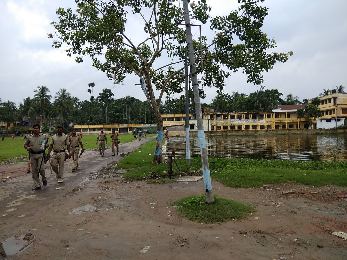 

Policemen continue to patrol Baduria and its adjoining areas. 