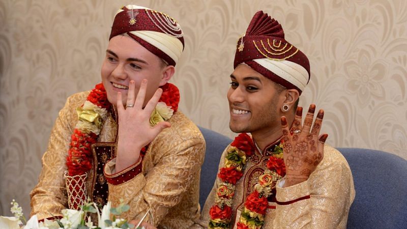 Britain’s first Muslim same-sex marriage: Jahed&nbsp;Choudhury and Sean Rogan.