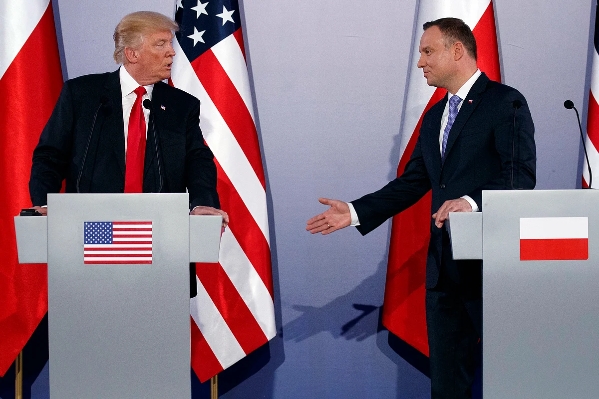 US President Donald Trump with his Polish counterpart Andrzej Duda