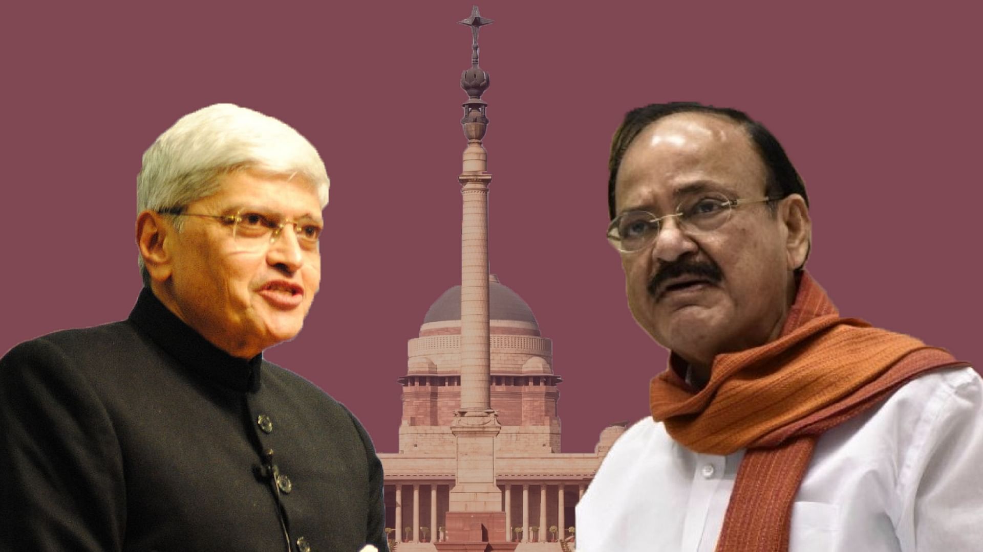 Opposition vice presidential nominee Gopalkrishna Gandhi and NDA nominee Venkaiah Naidu.