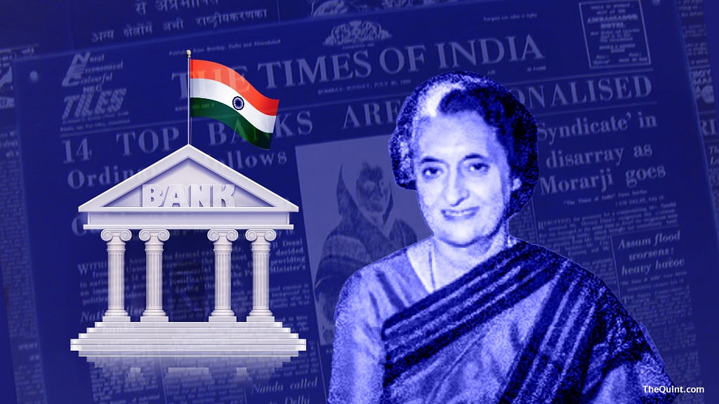 <div class="paragraphs"><p>The nationalisation of 14 banks in 1969 was announced under the aegis of Indira Gandhi.&nbsp;</p></div>