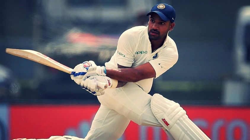Shikhar Dhawan plays a shot during day one of the first Test against Sri Lanka in Galle on Wednesday.