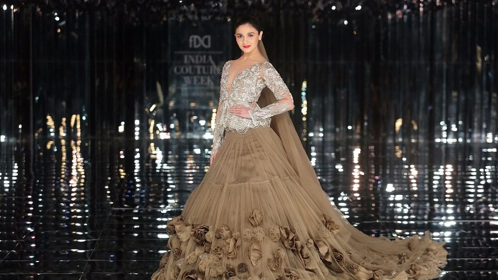 Alia Bhatt walking the ramp for Manish Malhotra at the closing show of India Couture Week 2017