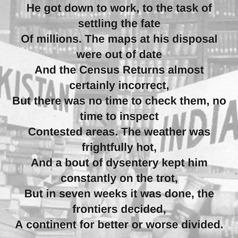 WH Auden’s poem on Radcliffe’s role in partition.