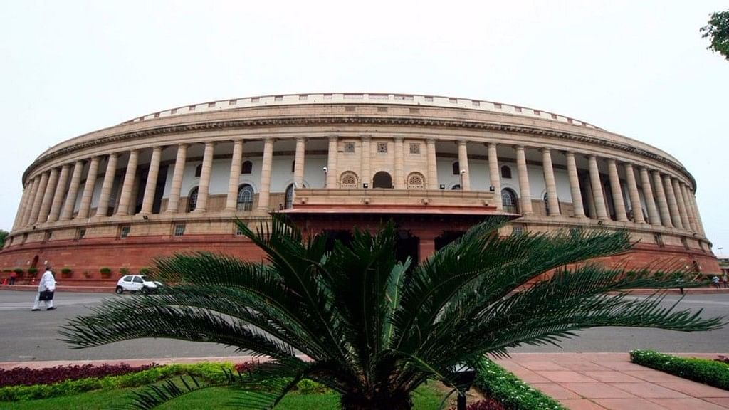 The Parliament building in New Delhi.