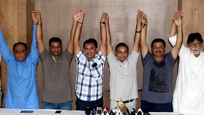 Congress MLAs in Rajkot. 