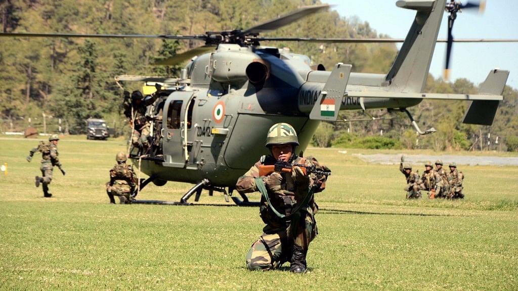  Indian Army soldiers during ‘Mountain Rescue’ – a mock drill at Shimla’s Annandale ground.