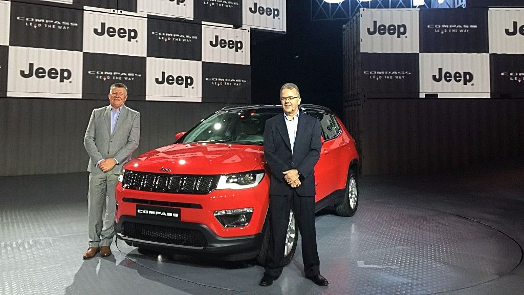 Kevin Flynn, President &amp; MD, FCA India and Paul Alcala, COO Asia-Pacific, FCA at the launch of the Jeep Compass in Mumbai.&nbsp;