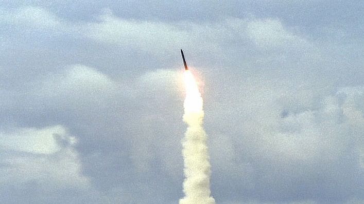 File image of Minuteman III missile  after a test launch.