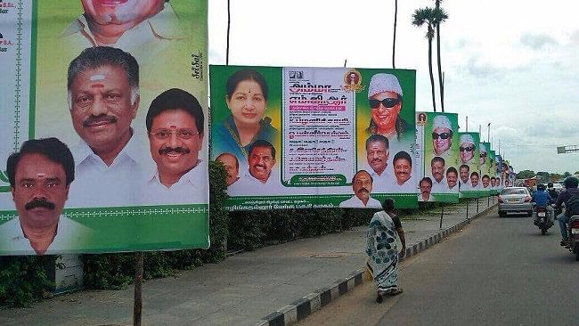Activists allege around 900 AIADMK hoardings were placed on just one seven-kilometre stretch.