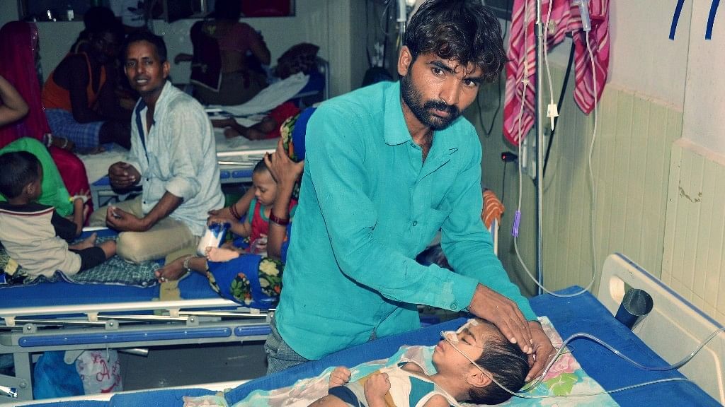 An inside view of a ward of BRD Hospital in Gorakhpur on Friday where at least 30 children died since the past two days, allegedly due to oxygen supply cut on Friday.&nbsp;