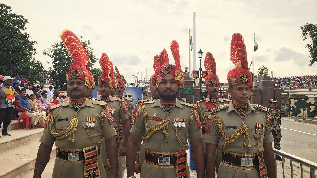 BSF soldier all prepped up for the Retreat ceremony at Wagah border.&nbsp;