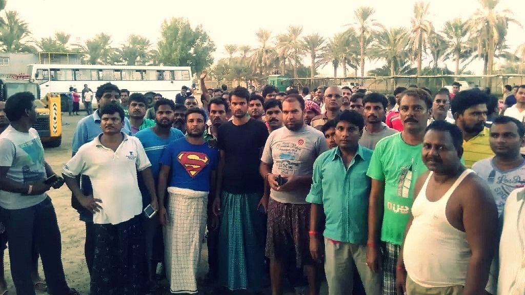 Indian workers stranded in Oman talk about their miseries. (Photo Courtesy: Rejimon Kuttapan)