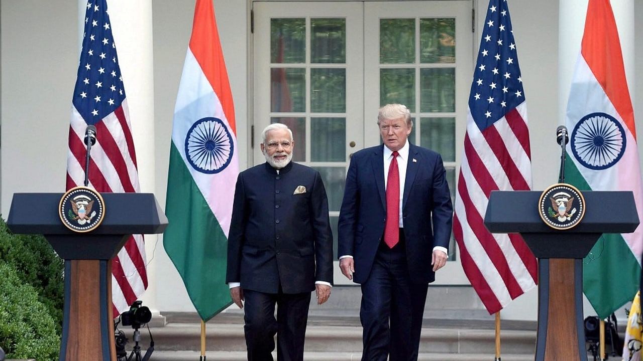 During the call, Trump “expressed satisfaction” over the Global Entrepreneurship Summit (GES) the countries co-hosted in Hyderabad late last month. File image of PM Narendra Modi and US President Donald Trump at the White House.&nbsp;