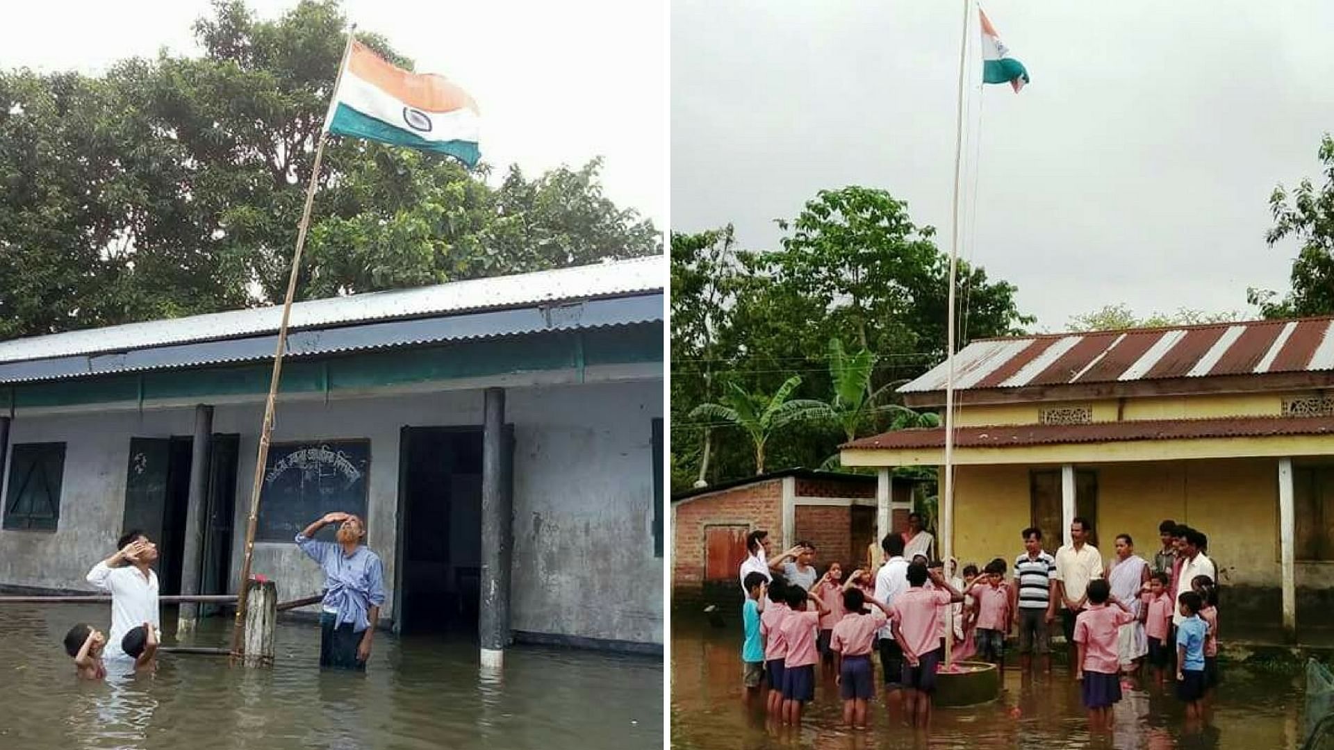 Many braved the floods in Assam to celebrate Independence Day.&nbsp;