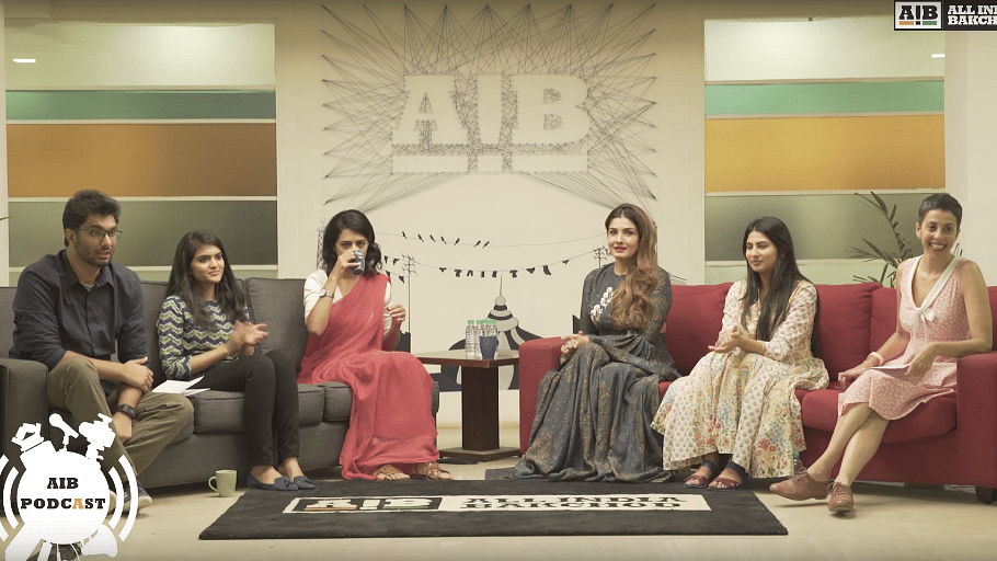 Raveena Tandon, Karuna Nundy, Radhika Vaz, Gurmehar Kaur, and Manaswi Mohata in a conversation with AIB’s Khamba.