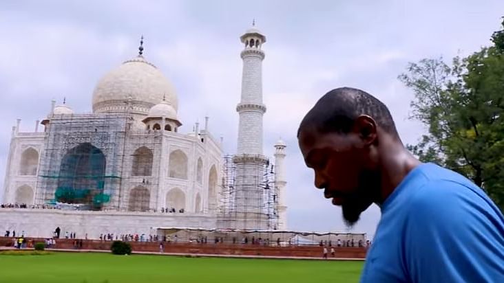Kevin Durant visits the Taj Mahal during his trip to India.