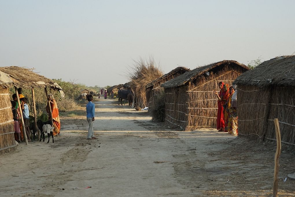 Shatrughan Rai has raised the level of his land by nearly 15 metres and once again constructed a modest hut. 