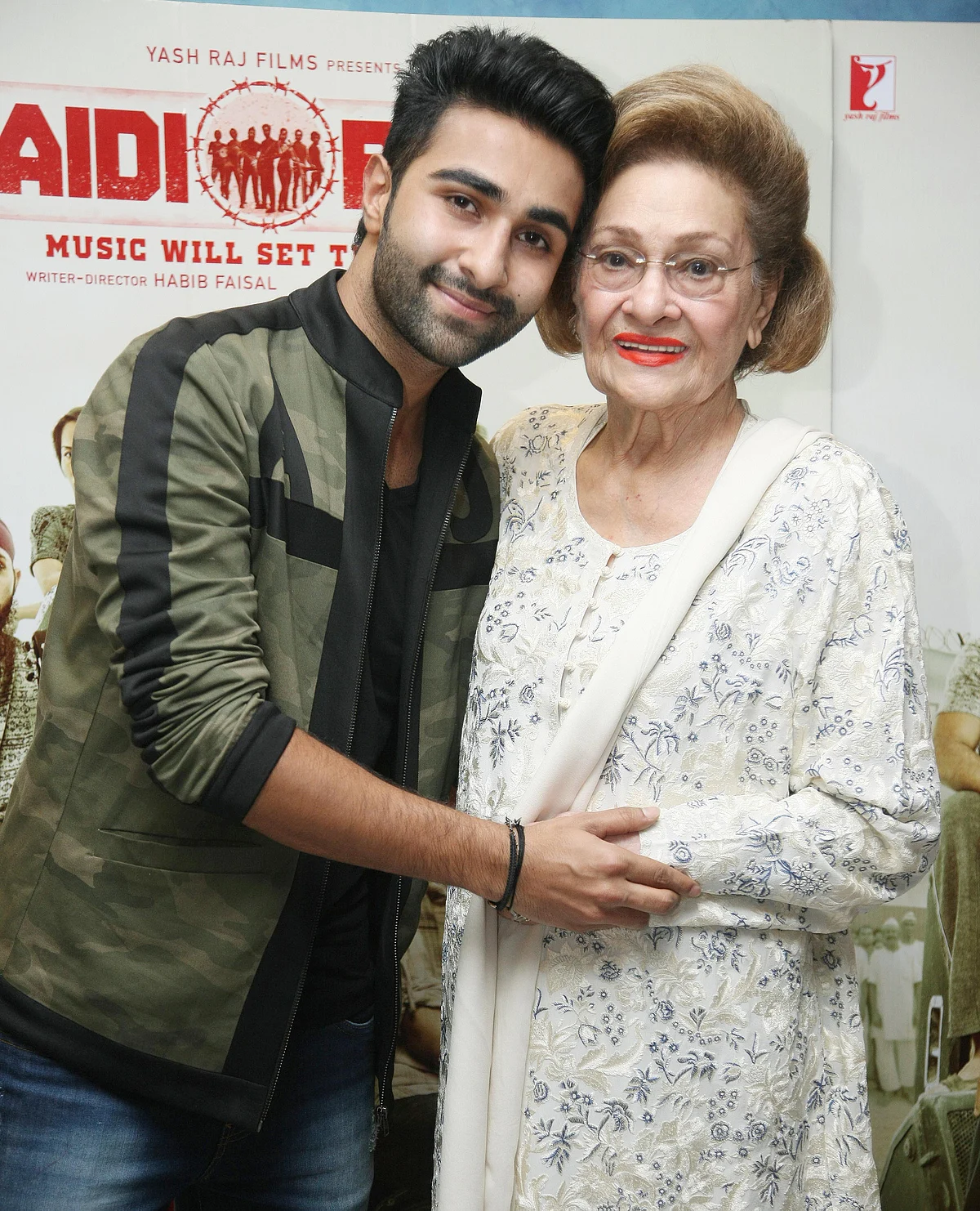 Aadar with grandmother Krishna Raj Kapoor.
