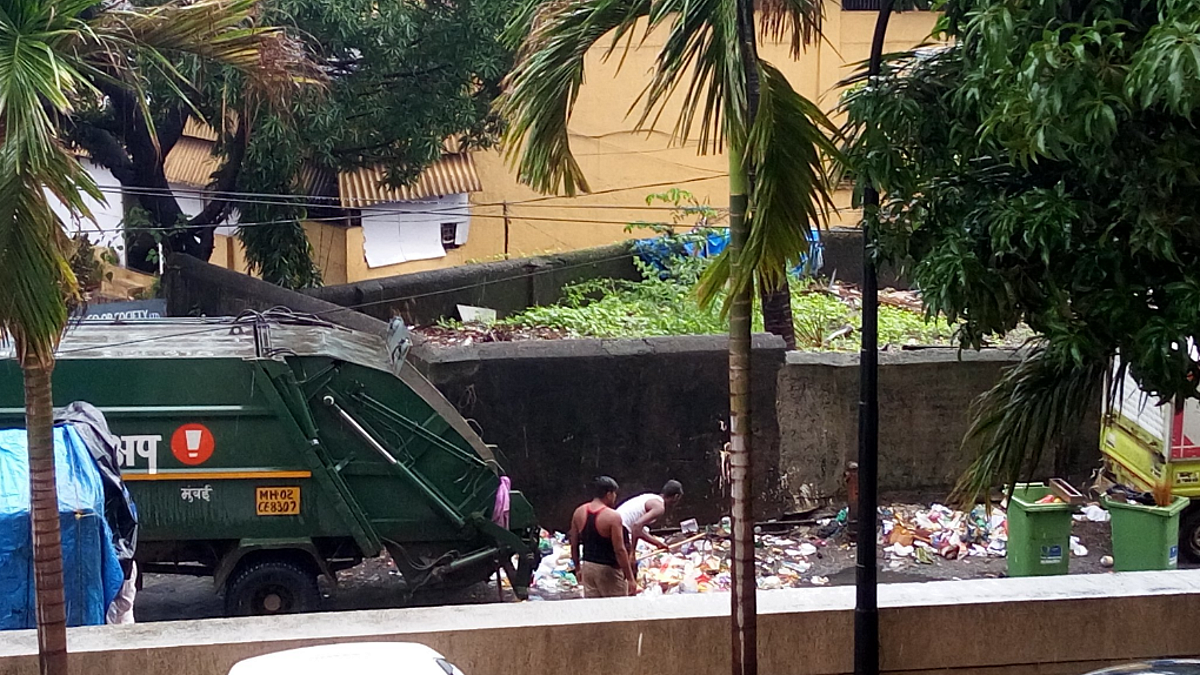 Waste collection truck in Mumbai.