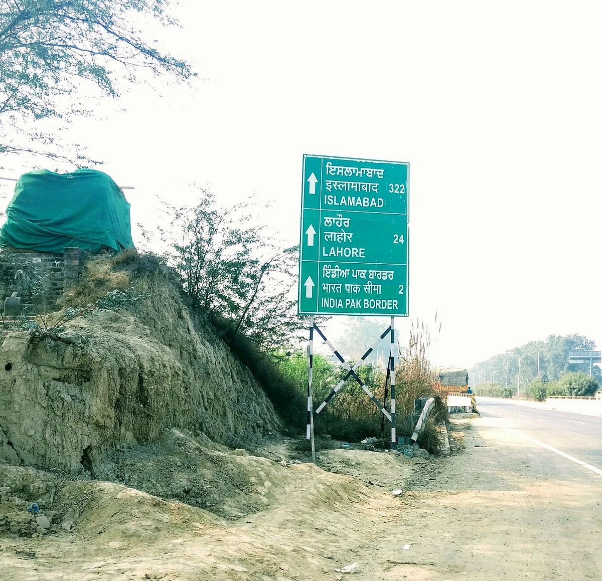 The signboard near the India-Pakistan border at Atari. 