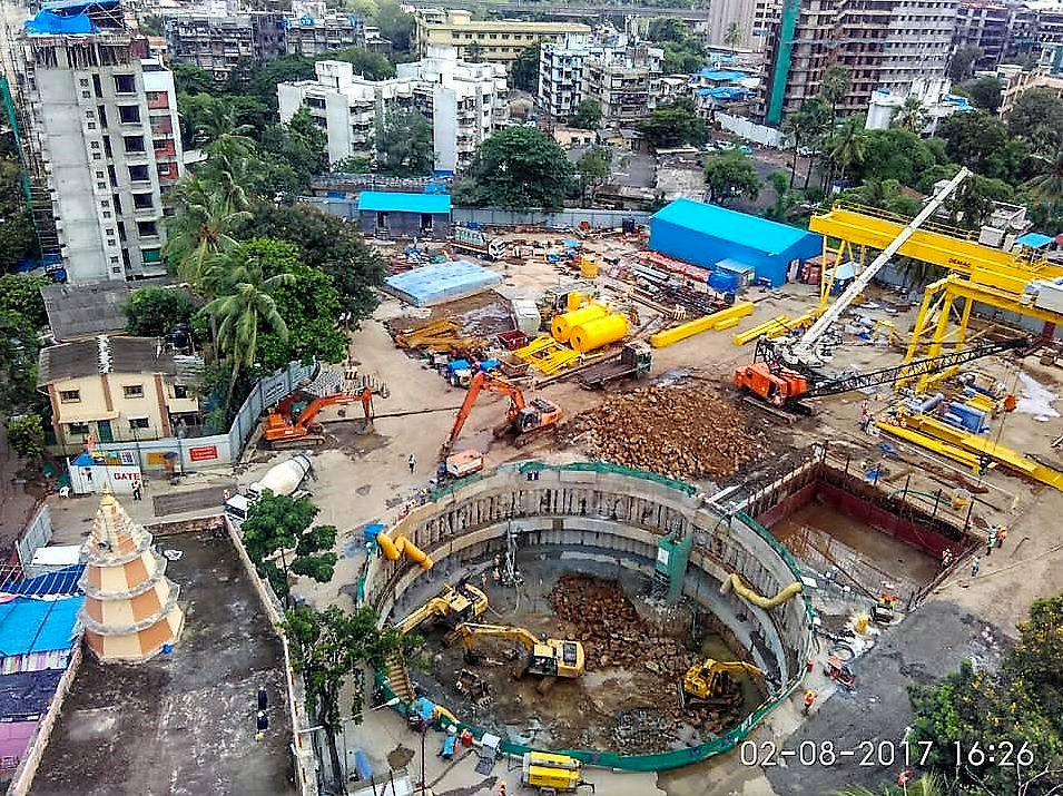 Work in progress for Mumbai Metro Line III at Marol.