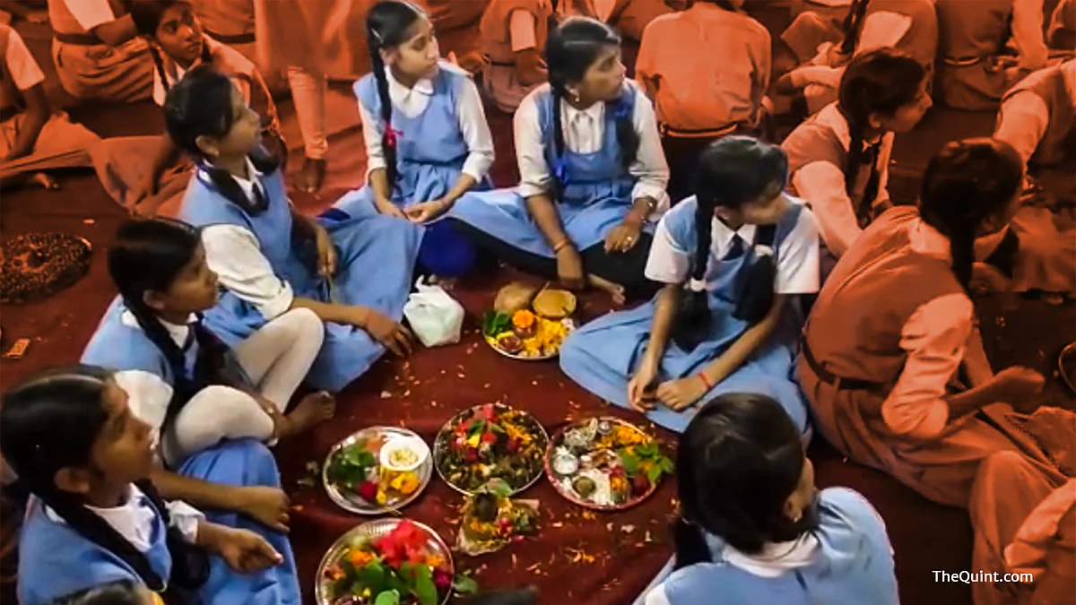 Students participating in a workshop organised on 29 July where 2,100 Shivlings were made.