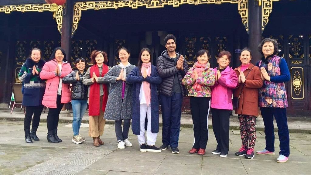 Dev Mehra and friends in China.