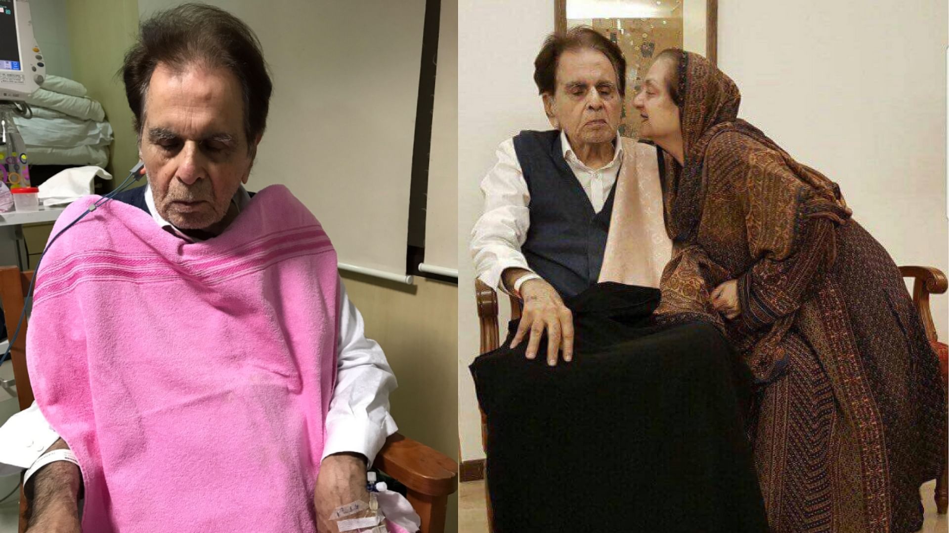 A recent photograph of actor Dilip Kumar recovering in the hospital.&nbsp;