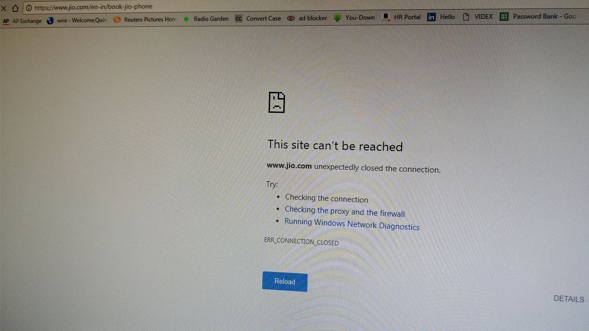 Reliance Jio’s website has crashed as pre-booking for JioPhone goes live. 
