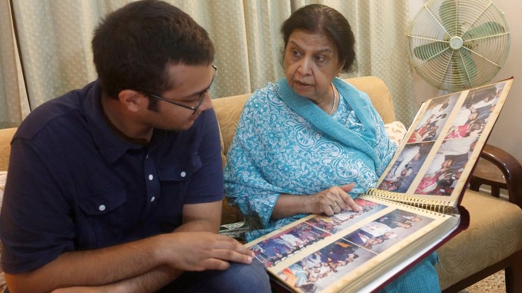 Rehana Hashmi with her grandson in Karachi.