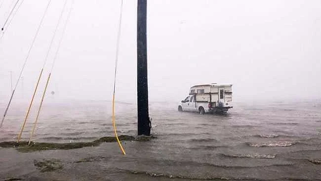 A vehicle caught in Hurricane Harvey.