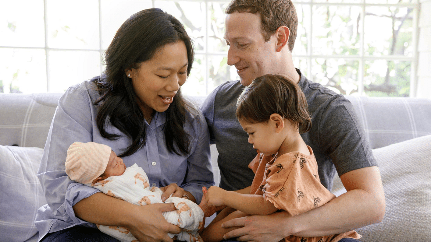 Priscilla Chan and Mark Zuckerberg with their daughters.&nbsp;