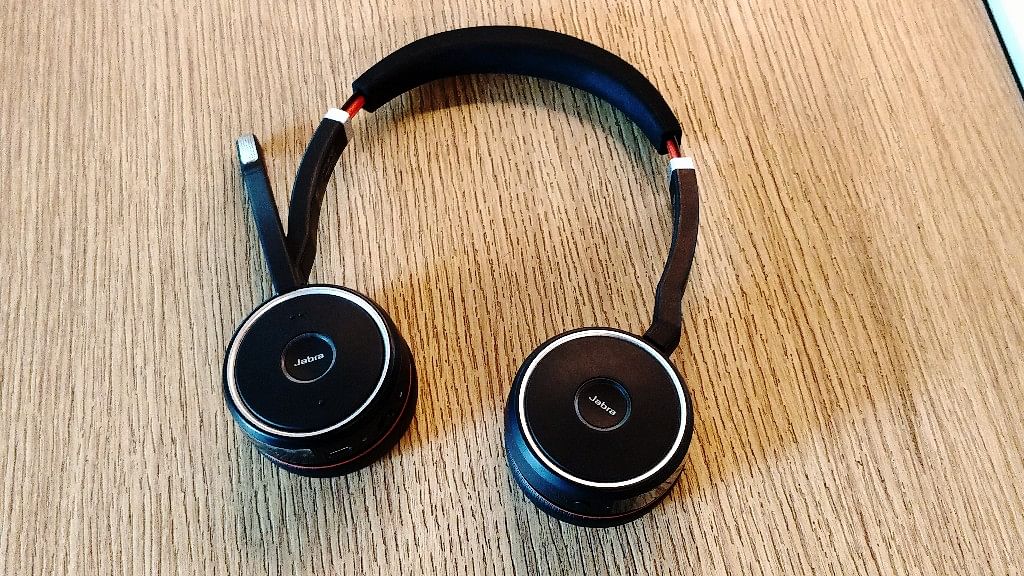 Jabra Evolve 75 is a wireless headset with a mic.