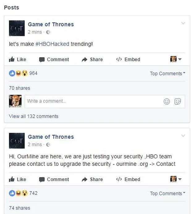 HBO’s Twitter & Facebook Compromised by Hacker Group ‘OurMine’