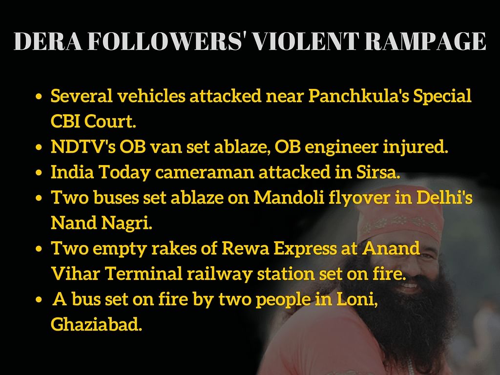 

Gurmeet Ram Rahim’s followers went on a rampage, hurling stones and vandalising vehicles after the verdict.