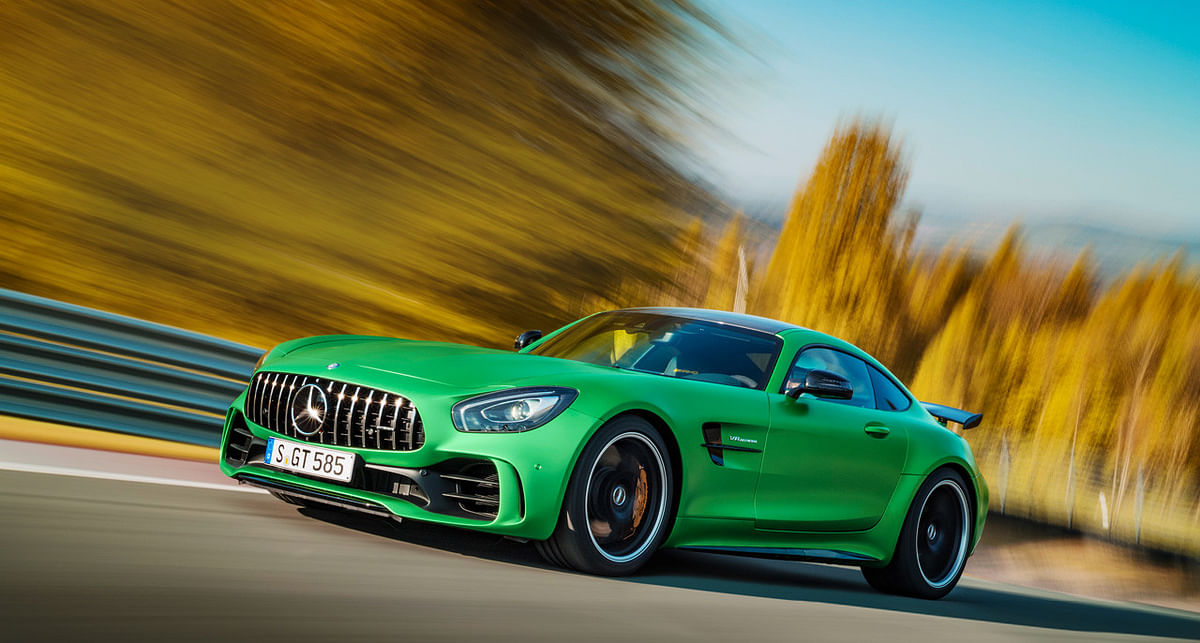 The green monster Mercedes AMG GT R holds the record for the fastest lap at the BIC. 