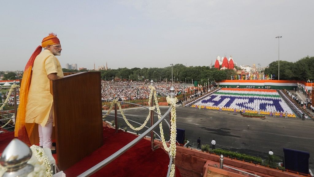 PM Narendra Modi at Red Fort on Independence Day.&nbsp;